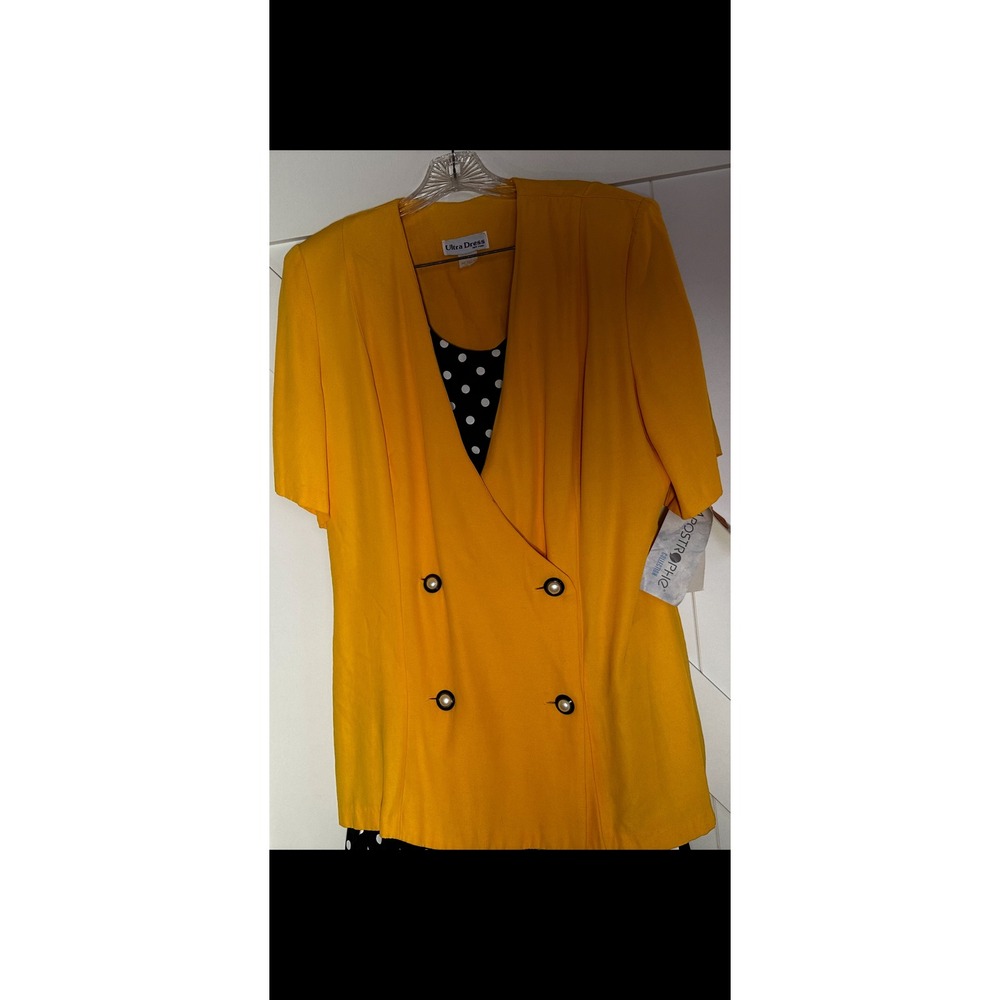 NWT Vintage Ultra Dress New York Yellow/Black Polka Dot Skirt 2pc Set Size 18 - Picture 2 of 10